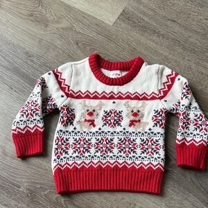 Holiday Time Red and Cream Sweater Unisex 2T NWOT